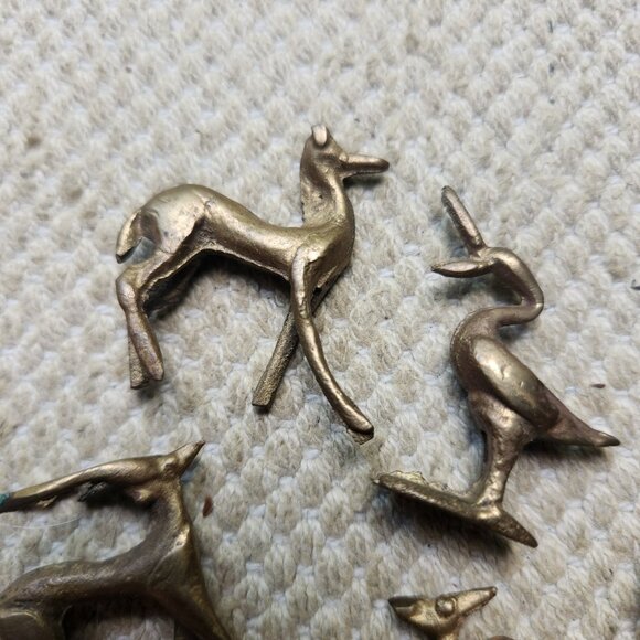 Lot 5 Vintage Brass Figurines Miniature Mini Figures Folk Art Giraffe Kangaroo - Picture 5 of 8